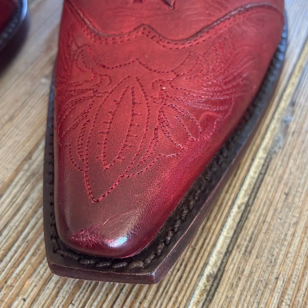 Charlie 1 Horse Lucchese Red Leather Western Mules - Picture 4 of 10
